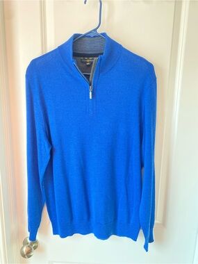 Club Room Men's Quarter-Zip Merino Wool Blend Sweater Vibrant Blue Large